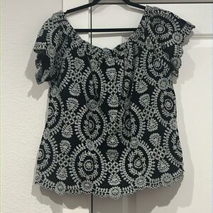 Entro black and white off the shoulder blouse